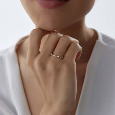 Altın Markiz Sıra taş Yüzük - 1