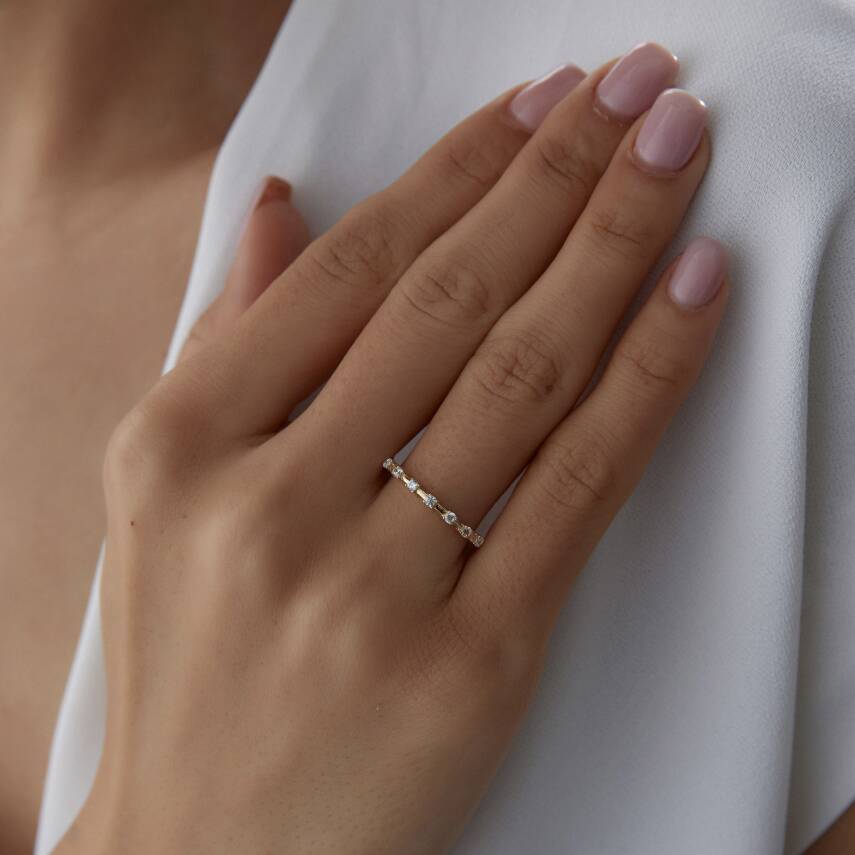 Altın Markiz Sıra taş Yüzük - 3