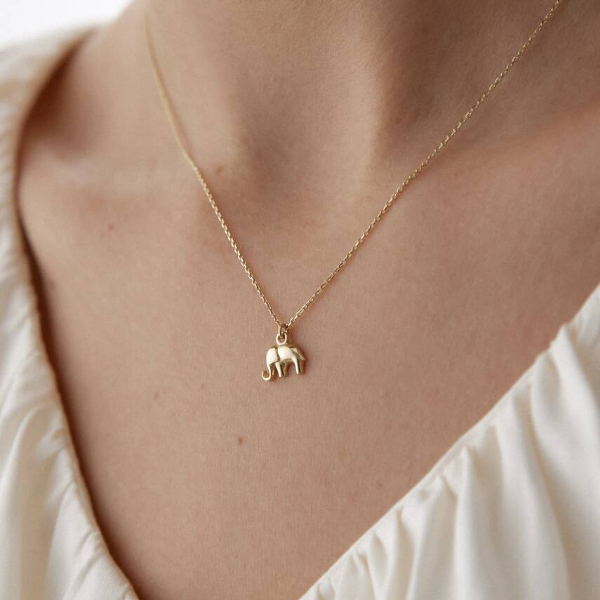 Altın Mini Bombeli Fil Kolye - Semih Haşhaş Kuyumculuk (1)