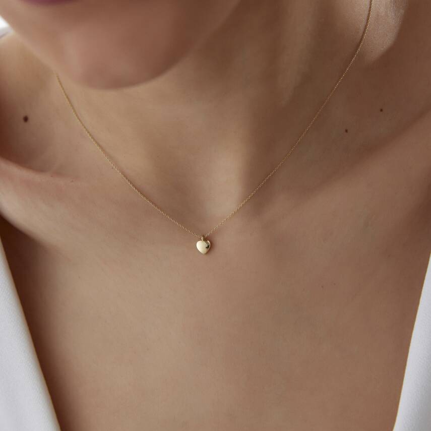 Altın Mini Bombeli Kalp Kolye - Semih Haşhaş Kuyumculuk (1)