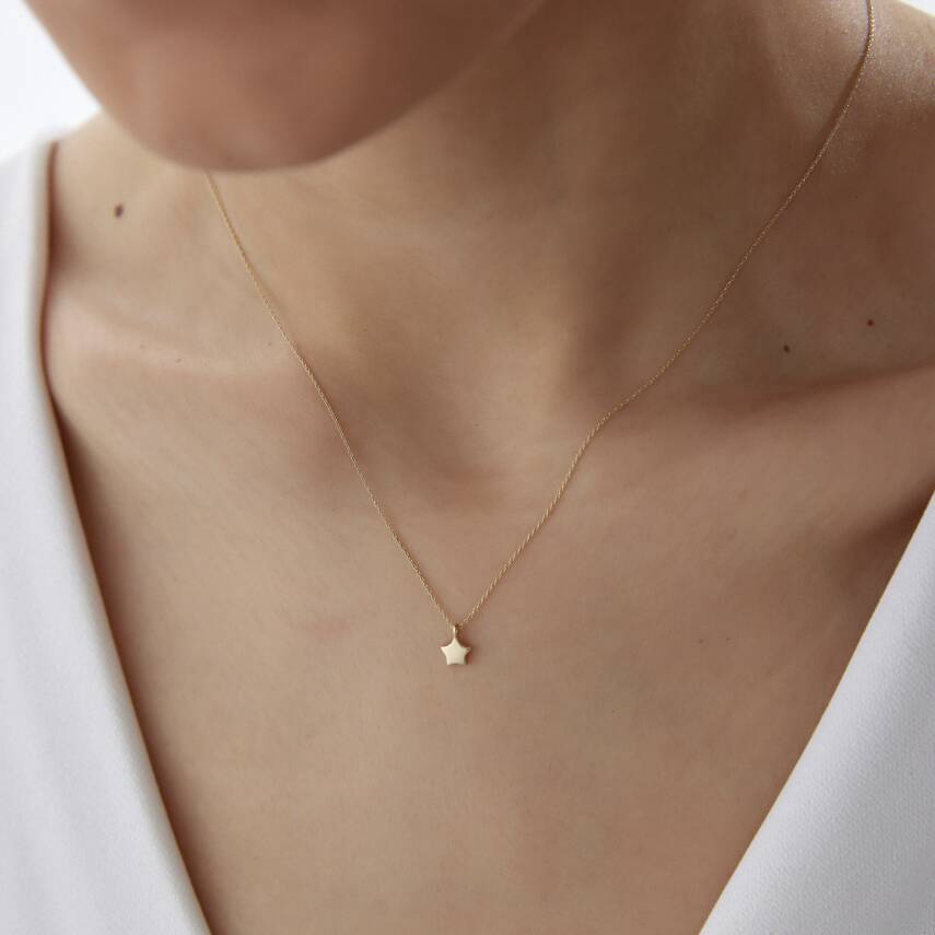 Altın Mini Bombeli Plaka Yıldız Kolye - Semih Haşhaş Kuyumculuk (1)