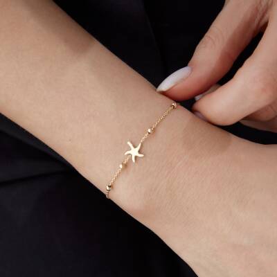Altın Minimal Deniz Yıldızı Bileklik - 2