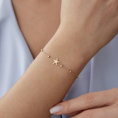 Altın Minimal Deniz Yıldızı Bileklik - 1