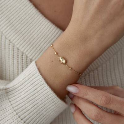 Altın Minimal Fil Altın Bileklik - 1