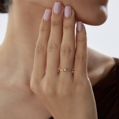 Altın Minimal Kelebek Yüzük - 1