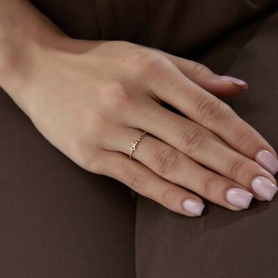 Altın Minimal Kelebek Yüzük - 3