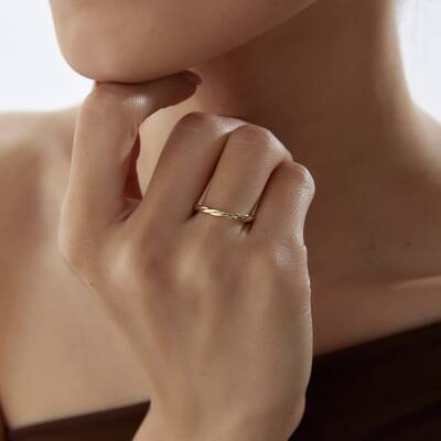 Altın Minimal Örgü Yüzük - 1