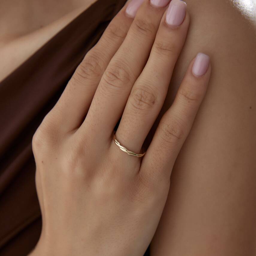 Altın Minimal Örgü Yüzük - 3