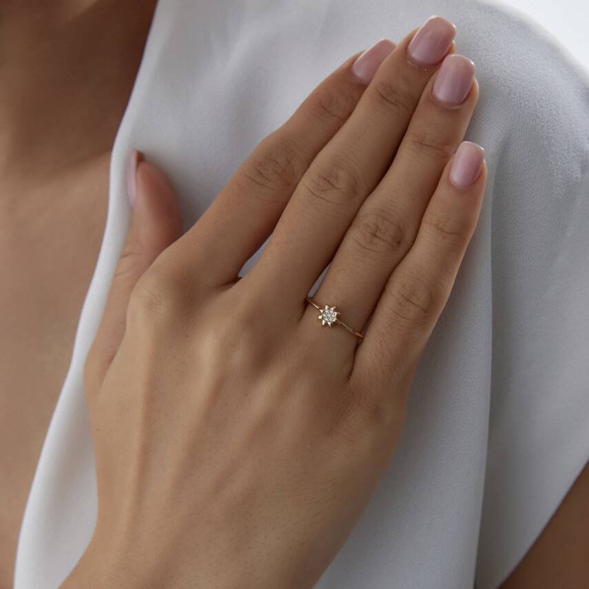 Altın Minimal Taşlı Güneş Yüzük - Semih Haşhaş Kuyumculuk (1)