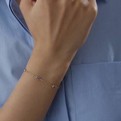 Altın Mor Baget Taşlı Ataş Bileklik - 2