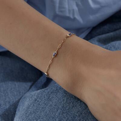 Altın Mor Baget Taşlı Ataş Bileklik - 3