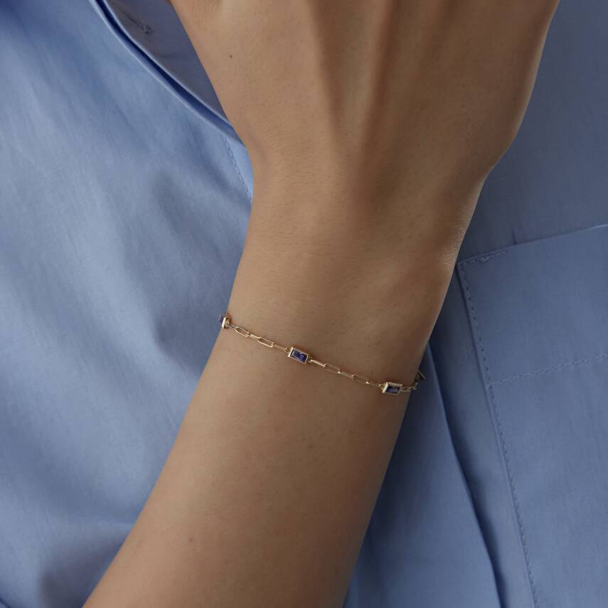 Altın Mor Baget Taşlı Ataş Bileklik - Semih Haşhaş Kuyumculuk