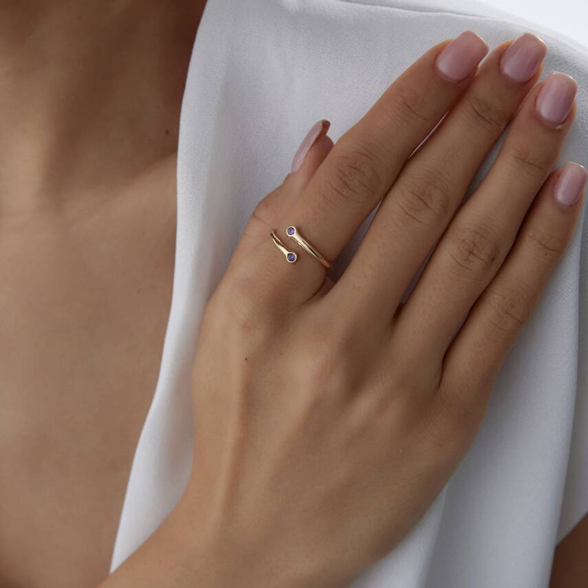 Altın Mor Taşlı Çapraz Yüzük - Semih Haşhaş Kuyumculuk (1)