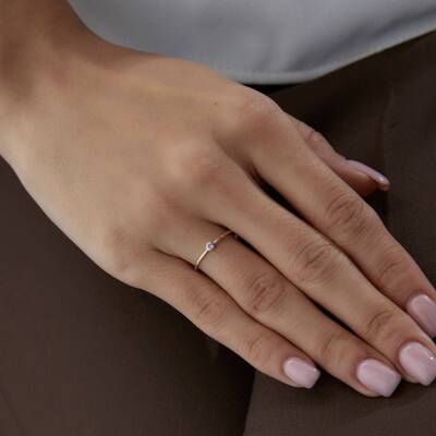 Altın Mor Tektaş Çıtır Yüzük - 2