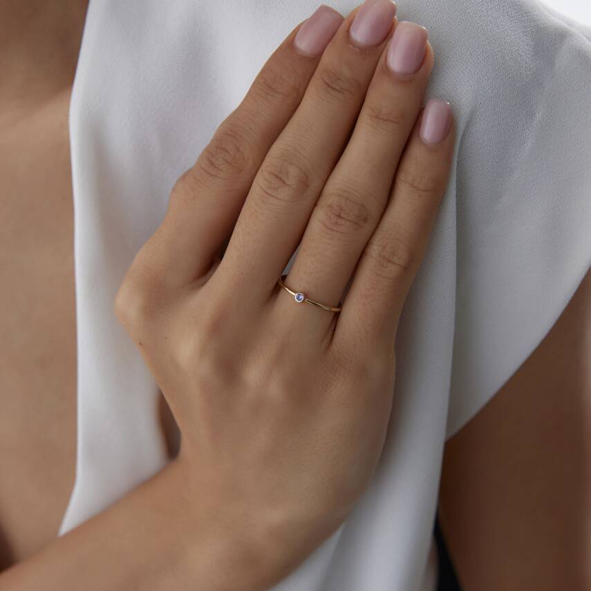 Altın Mor Tektaş Çıtır Yüzük - 1