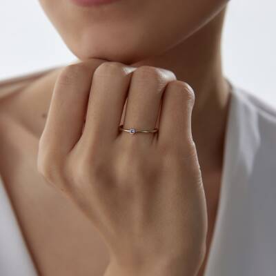 Altın Mor Tektaş Çıtır Yüzük - 3