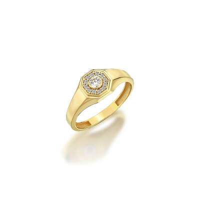 Altın Ortası Taşlı Madalyon Yüzük - 3