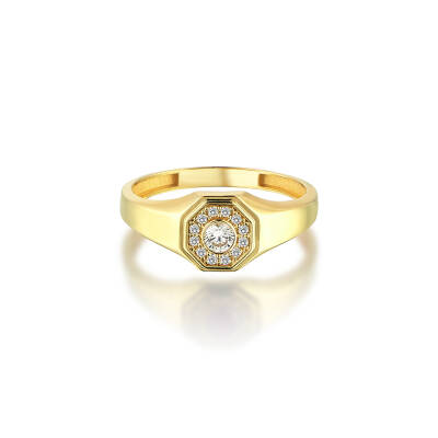 Altın Ortası Taşlı Madalyon Yüzük - 4