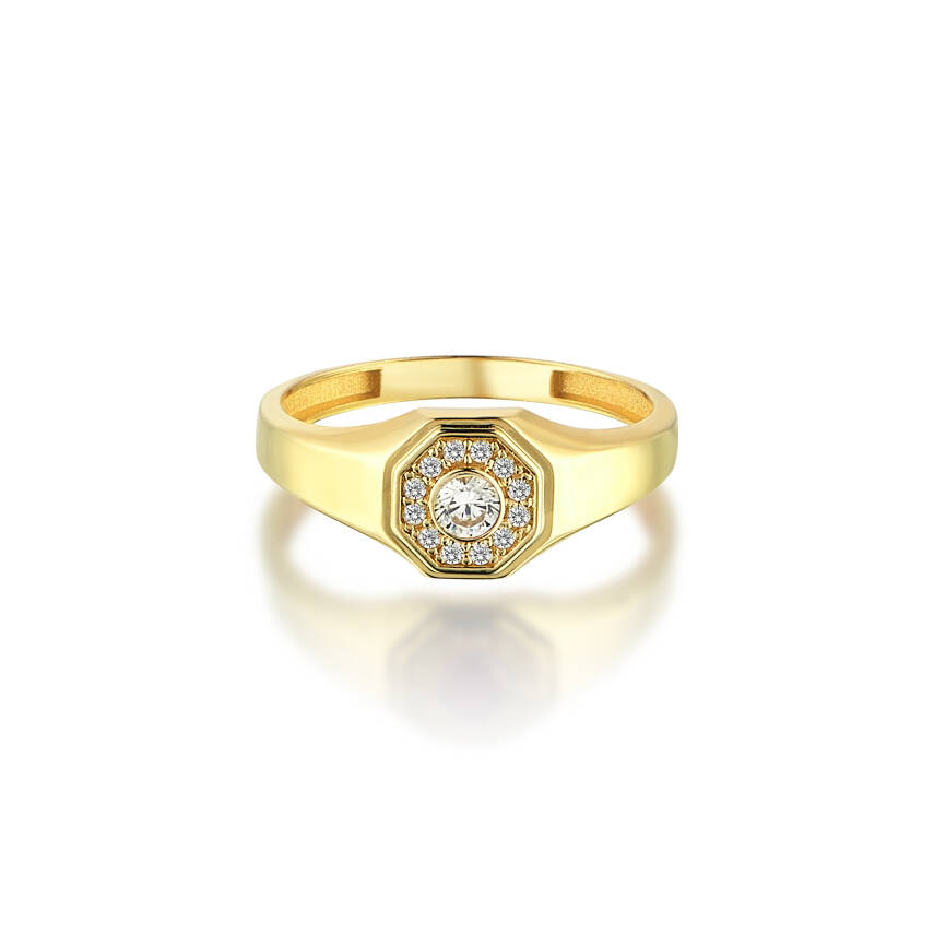 Altın Ortası Taşlı Madalyon Yüzük - 4