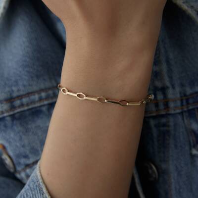 Altın Oval Ataş Bileklik - 1