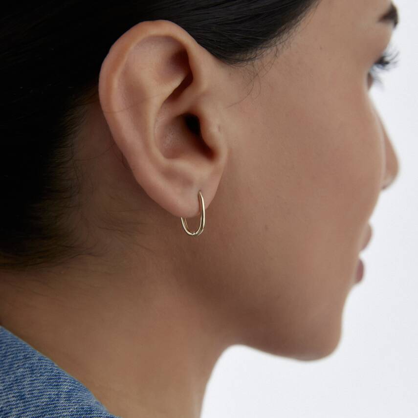 Altın Oval Ataş Küpe - Semih Haşhaş Kuyumculuk