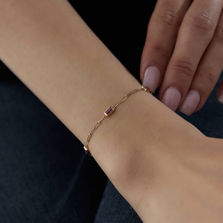 Altın Pembe Baget Taşlı Ataş Bileklik - Semih Haşhaş Kuyumculuk (1)