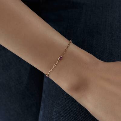 Altın Pembe Baget Taşlı Ataş Bileklik - 3