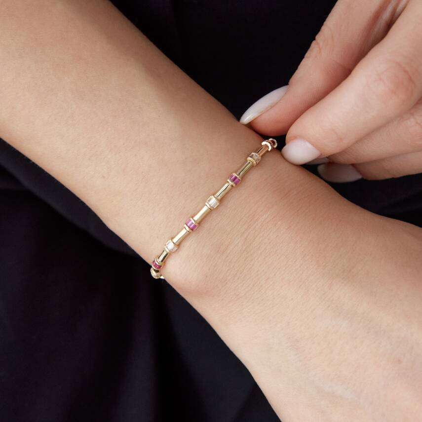 Altın Pembe Baget Taşlı Bileklik - Semih Haşhaş Kuyumculuk (1)