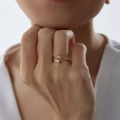 Altın Turuncu Taşlı Çapraz Yüzük 