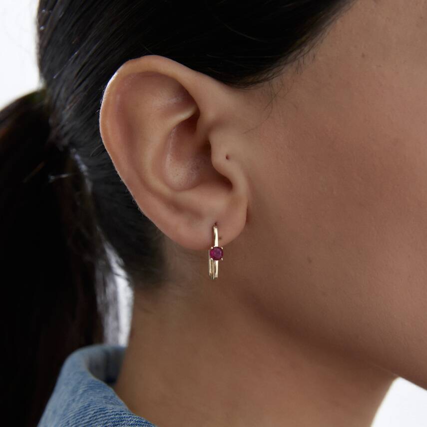 Altın Pembe Tektaş Ataş Küpe - Semih Haşhaş Kuyumculuk (1)