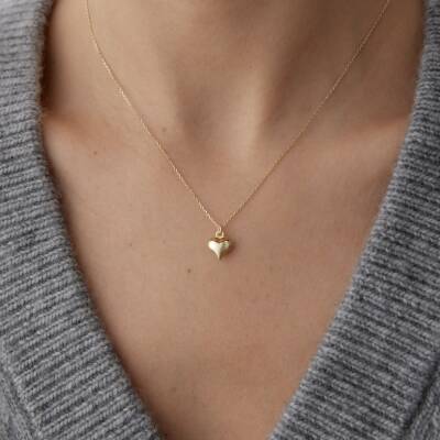 Altın Plaka Kalp Kolye - 3