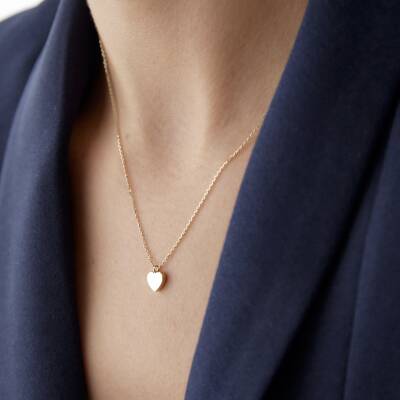 Altın Plaka Kalp Kolye - 1