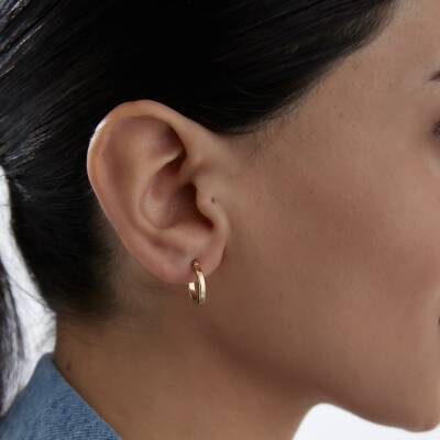 Altın Ray Küçük Boy Halka Küpe - 2