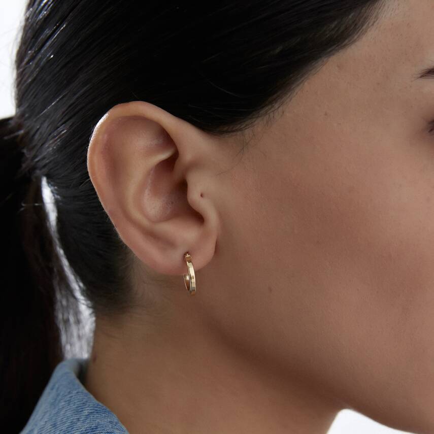 Altın Ray Küçük Boy Halka Küpe - 1