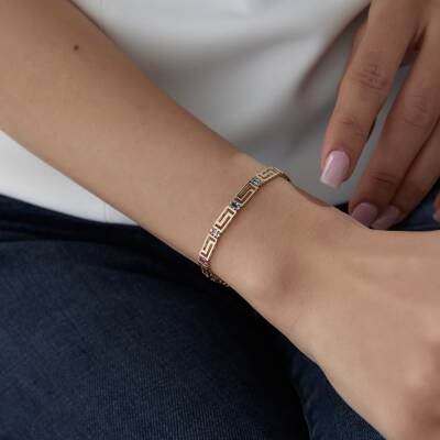 Altın Renkli Taşlı Greek Bileklik - 2