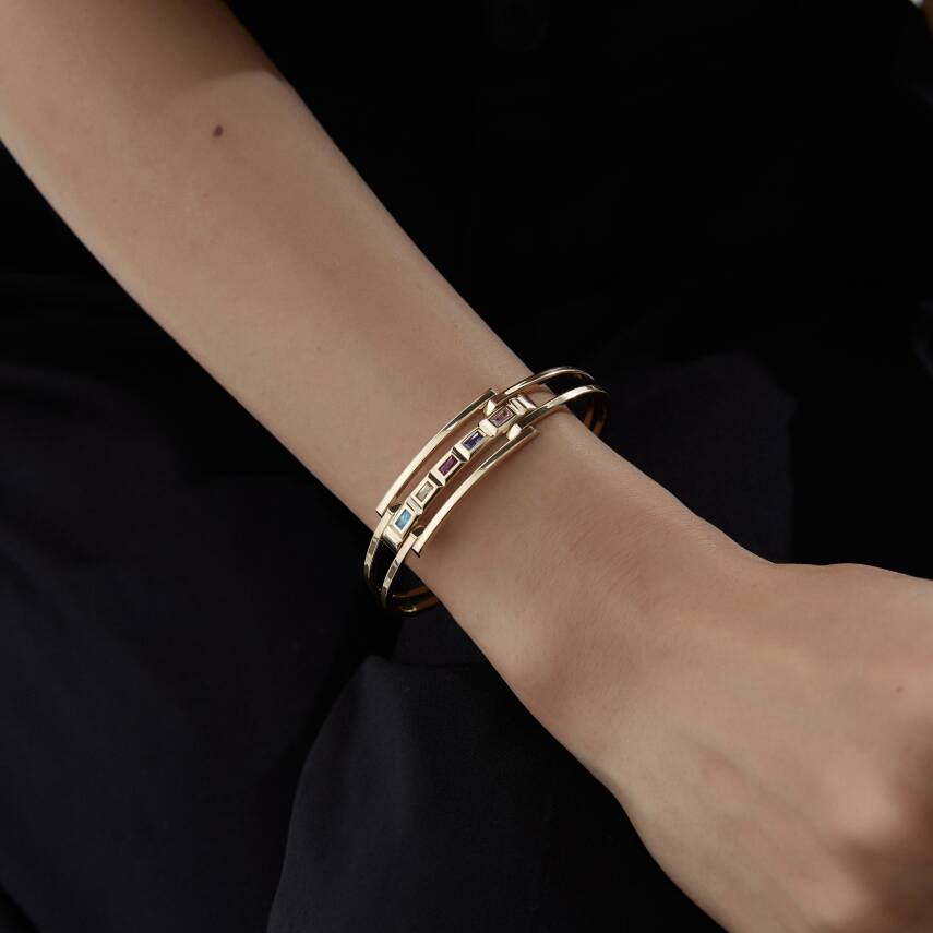 Altın Renkli Taşlı Kaburga Kelepçe - Semih Haşhaş Kuyumculuk