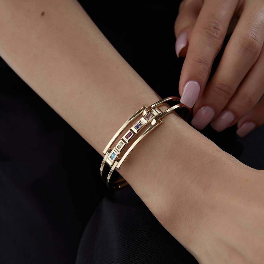 Altın Renkli Taşlı Kaburga Kelepçe - Semih Haşhaş Kuyumculuk (1)