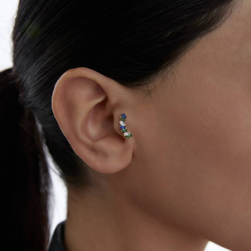 Altın Renkli Taşlı Tragus Piercing - 1