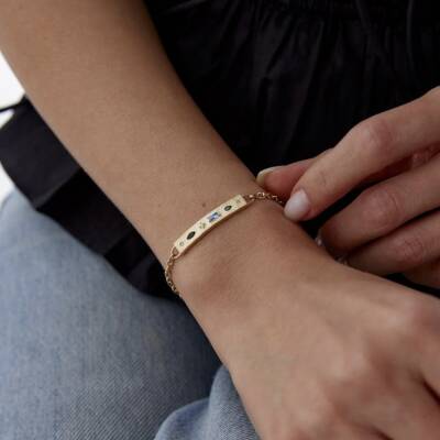 Altın Renkli Taşlı Vintage Bileklik - 3