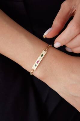 Altın Renkli Taşlı Vintage Bileklik - 2