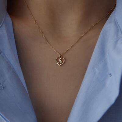 Altın Sarmal Kalp Kolye - 1