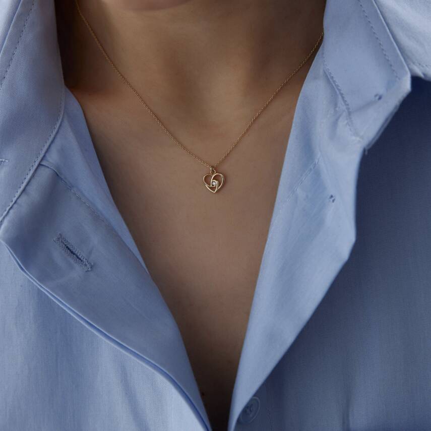 Altın Sarmal Kalp Kolye - 3