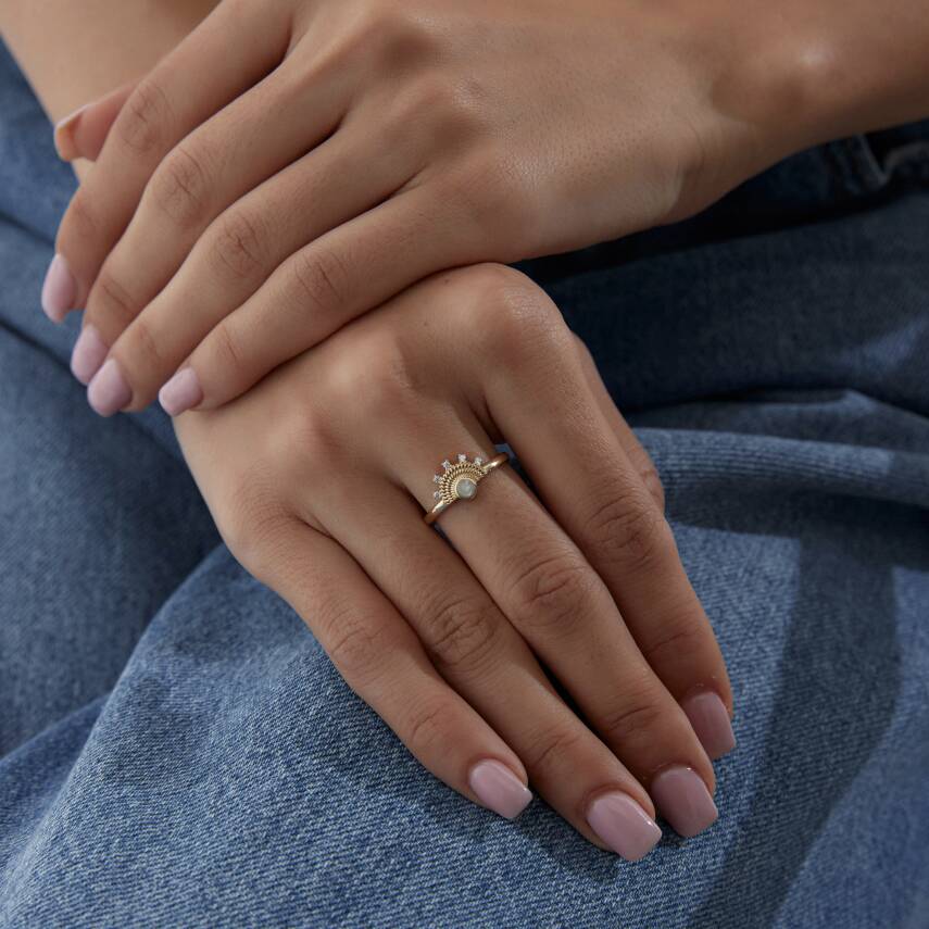 Altın Sedefli Vintage Güneş Yüzük - Semih Haşhaş Kuyumculuk (1)