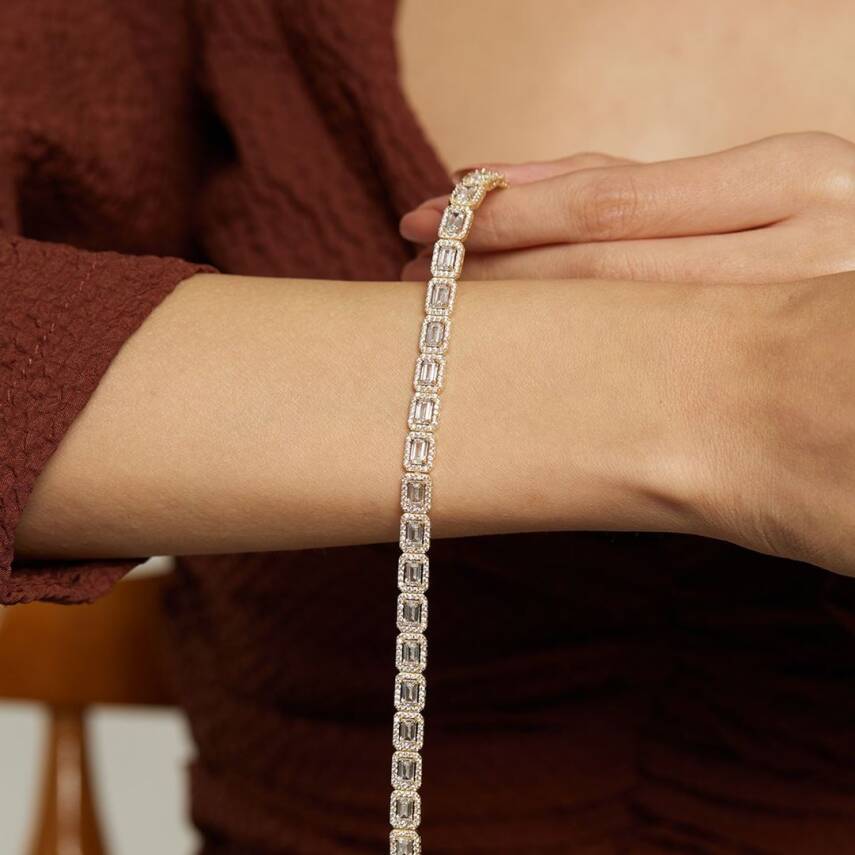 Altın Sıralı Baget Taşlı Bileklik - Semih Haşhaş Kuyumculuk