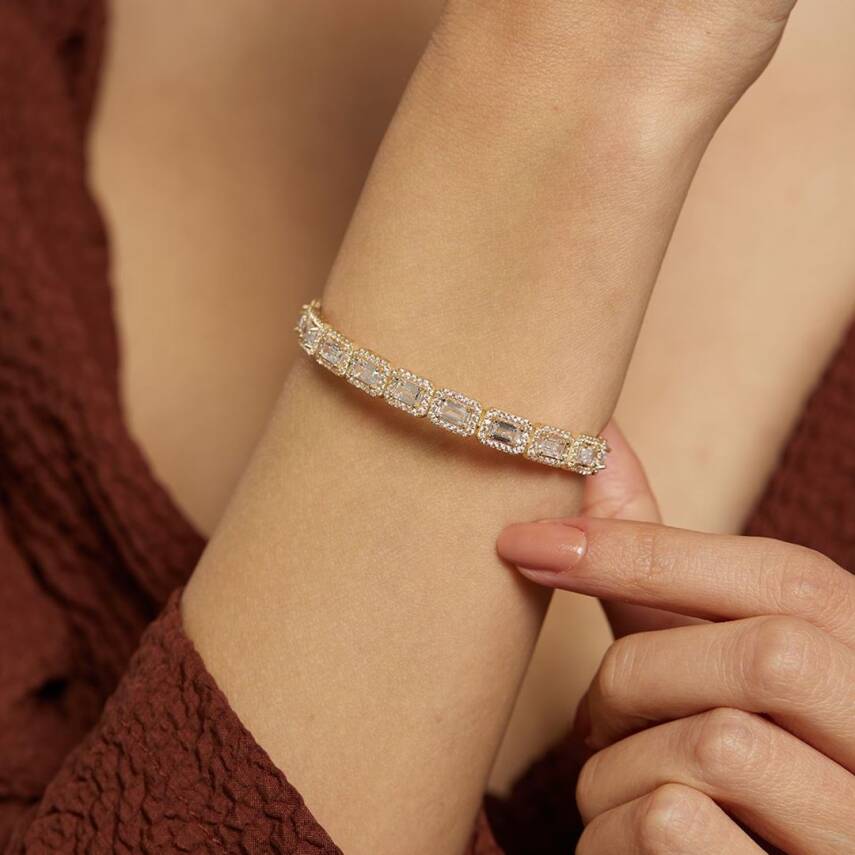 Altın Sıralı Baget Taşlı Bileklik - Semih Haşhaş Kuyumculuk (1)