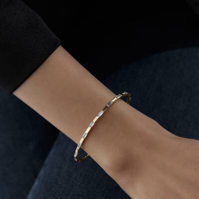 Altın Sıralı Mavi Baget Taşlı Kelepçe - 3