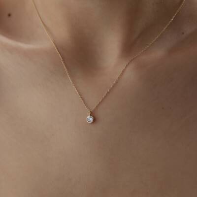 Altın Sıvama Tektaş Kolye - 2