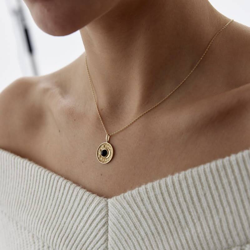 Altın Siyah İnci Luna Güneş Kolye - Semih Haşhaş Kuyumculuk (1)