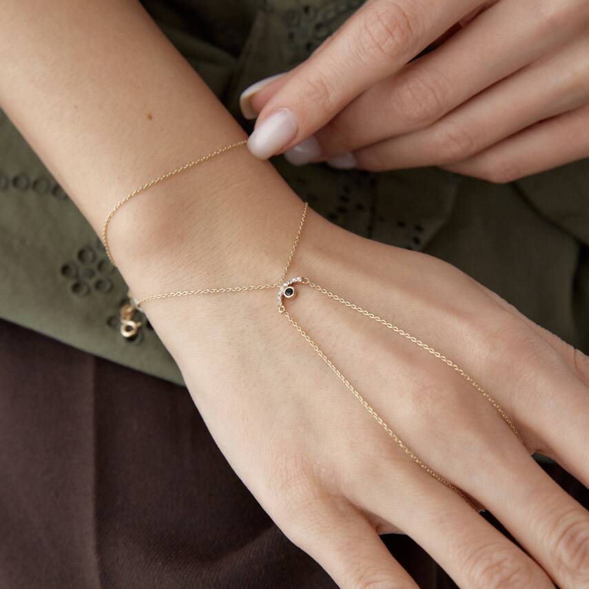 Altın Siyah Taşlı Yay Şahmeran - Semih Haşhaş Kuyumculuk (1)