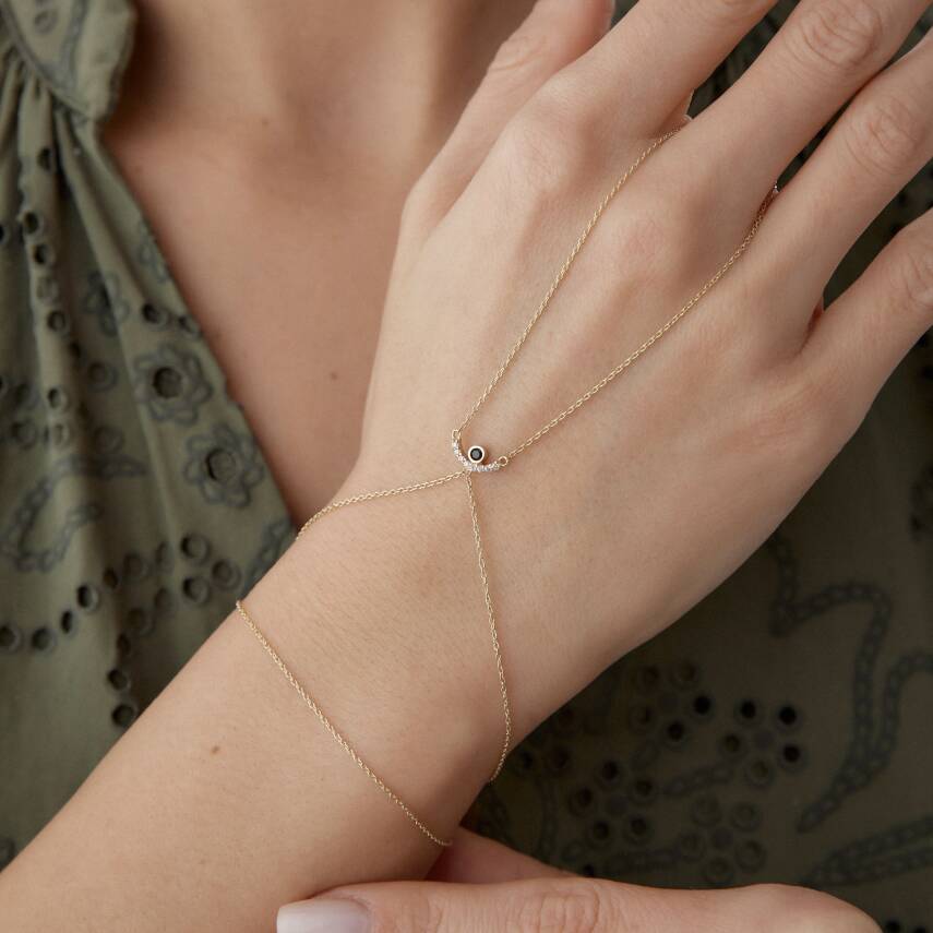 Altın Siyah Taşlı Yay Şahmeran - Semih Haşhaş Kuyumculuk